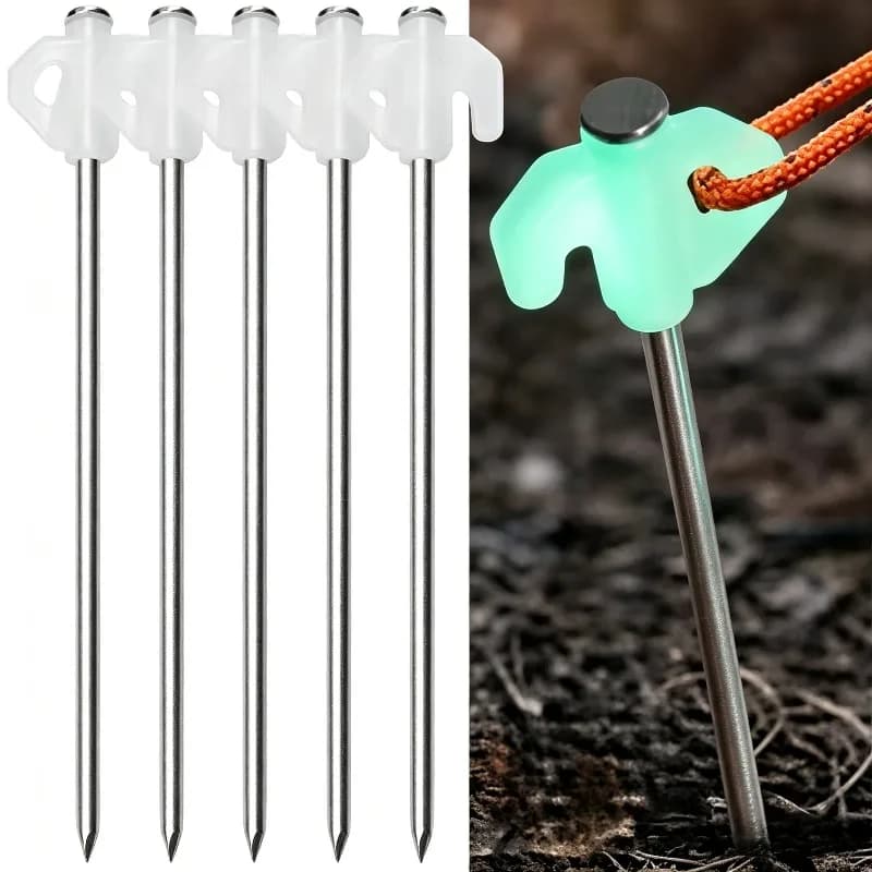 Luminous Tent Pegs Glow in Dark Heavy Duty Galvanized Steel Stakes Anti Rust Ground Nails Hook Outdoor Camping Tent Accessories