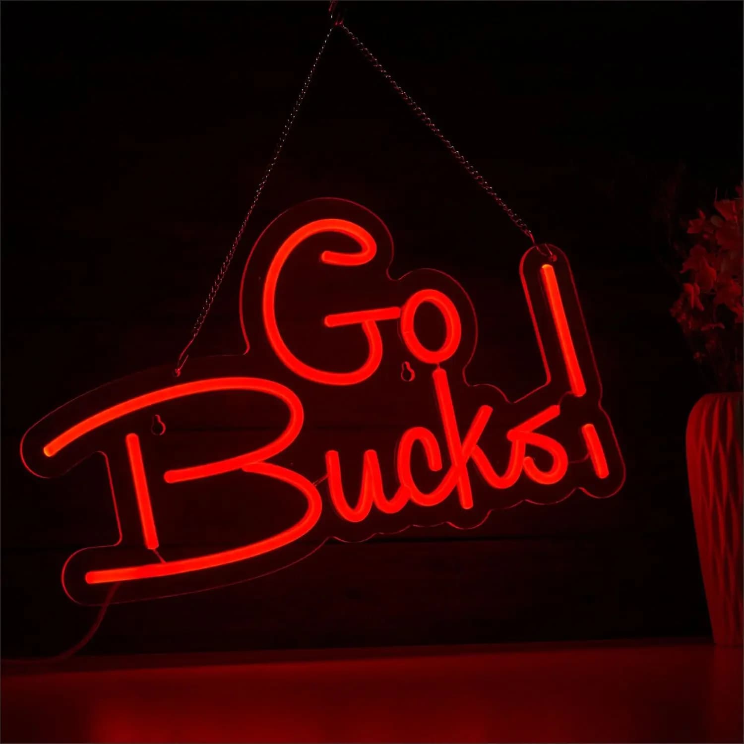 Insegna al Neon LED Dimmerabile 'Go Bucks' per Stadio di Calcio, Bar Sportivo, Festa, Stanza dei Tifosi, Sala Giochi, Decorazione Murale, Regalo per Bambini