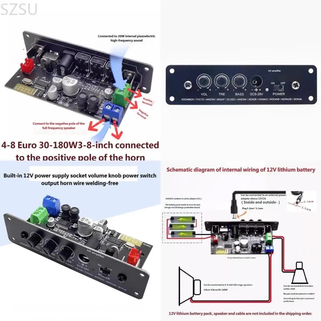 SZSU Scheda amplificatore HIFI 5.1 digitale compatibile con per altoparlanti da 3 a 8 pollici Spine controllo del e