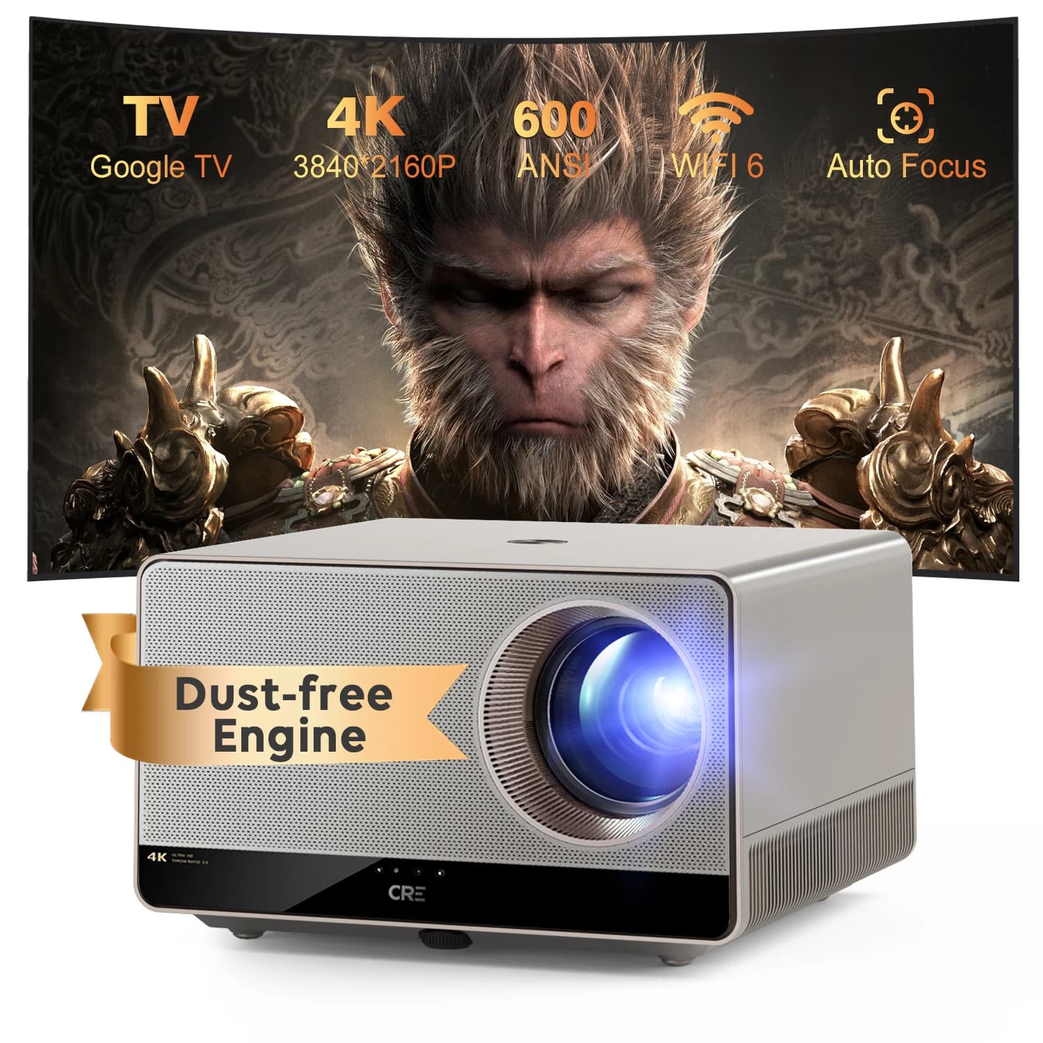 Proiettore 4K | Supporto nativo UHD e Full HD 2160P | Proiettore Mini Portatile Smart Android 800 ANSI per Home Theater
