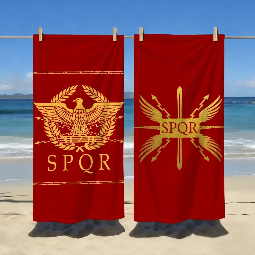 Asciugamano morbido in oro Imperial Eagle Roma SPQR, regalo per la piscina, per viaggi, palestra, doccia, campeggio, sport ad asciugatura rapida, grandi asciugamani da spiaggia