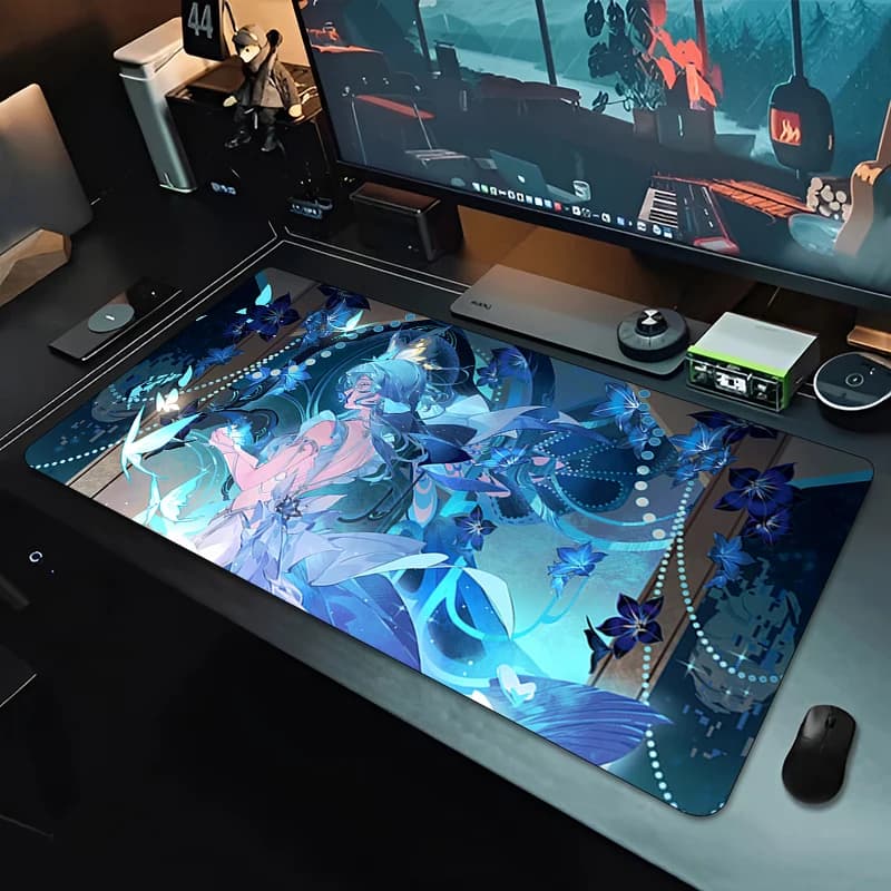 900x400mm Mystical Ocean Keeper Girl Gaming Mouse Pad, Non-Slip Rubber Stitched Edge, Extra Large Desk Mat for PC Gamer Laptop