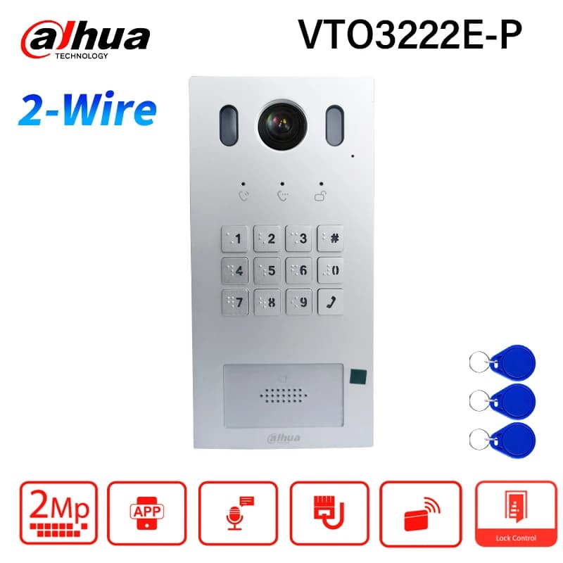 Dahua Stazione porta villa IP a 2 fili VTO3222E-P Videocitofono da 2 MP Telecamera campanello Supporta scheda Password APP Sblocco con luce