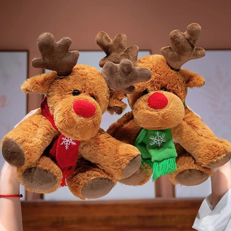 Sciarpa Renna Giocattoli di peluche Soffici e morbidi Decorazione dell'atmosfera della festa di Natale Squisito ornamento da tavolo Regali di festival per un amico