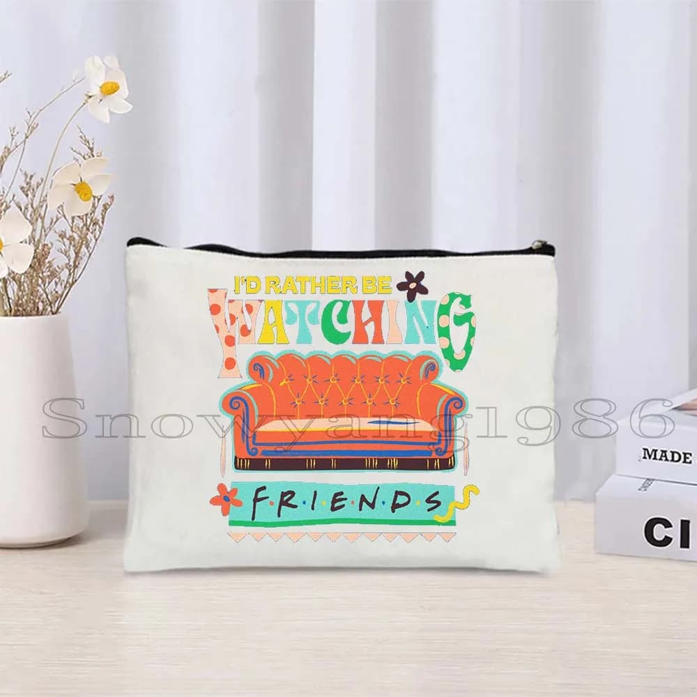 Grapic Coffee First FRIENDS Quotes Neon Central Perk Ross e Rachel Regali Borsa per cosmetici Custodia da viaggio per trucco Astuccio per matite