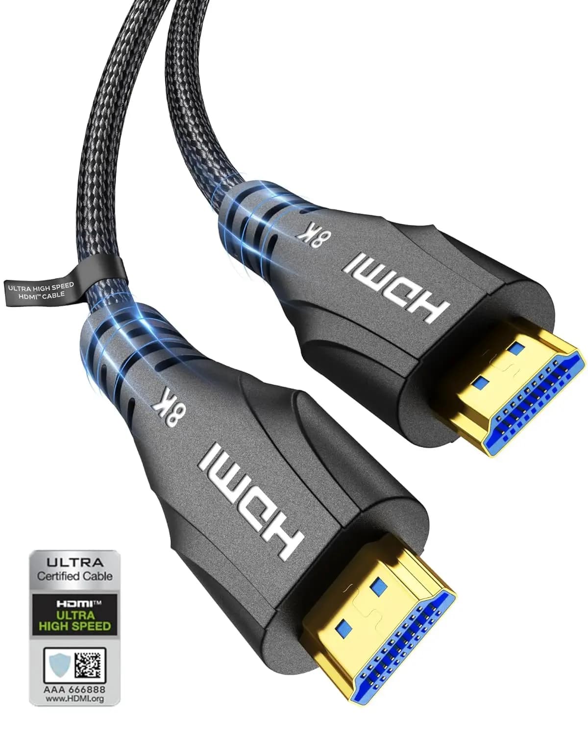 Cavo HDMI Ultra High Speed 8K da 15FT (4,5m) 48Gbps, Cavo Intrecciato 8K@60Hz 4K@120Hz eARC HDCP 2.2/2.3 per HDTV PS5 Xbox