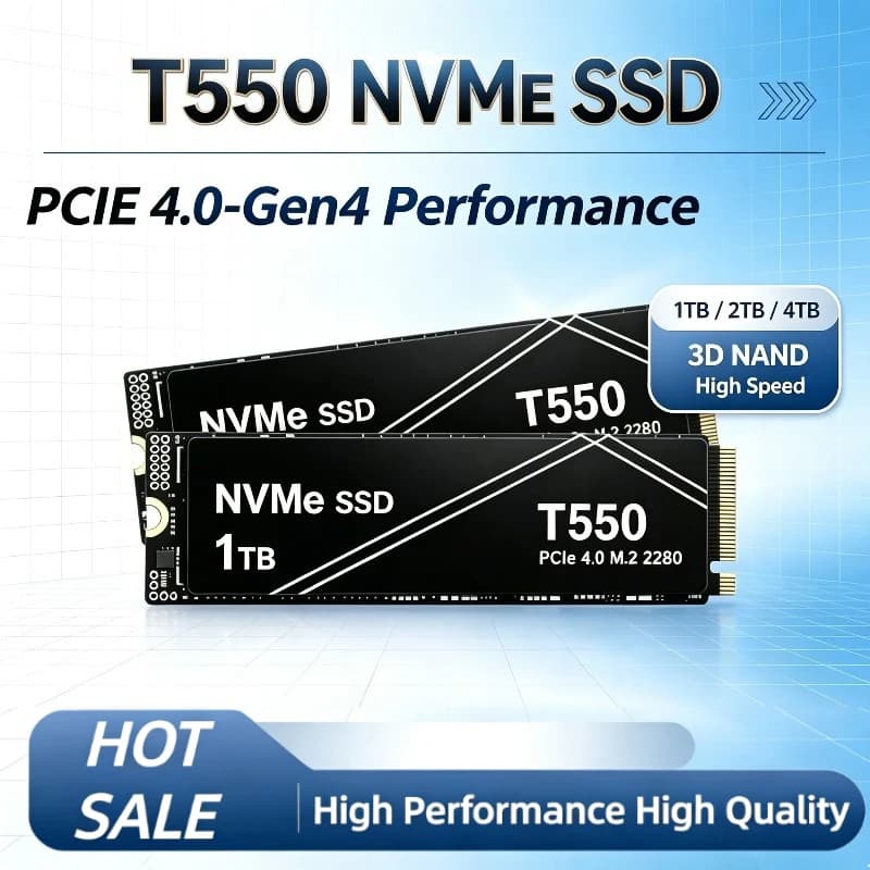 New T550 1TB 2TB 4TB NVMe PCIe Gen4 M.2.2280 SSD Portable Solid State Drives for Gaming Computer Laptop PS5