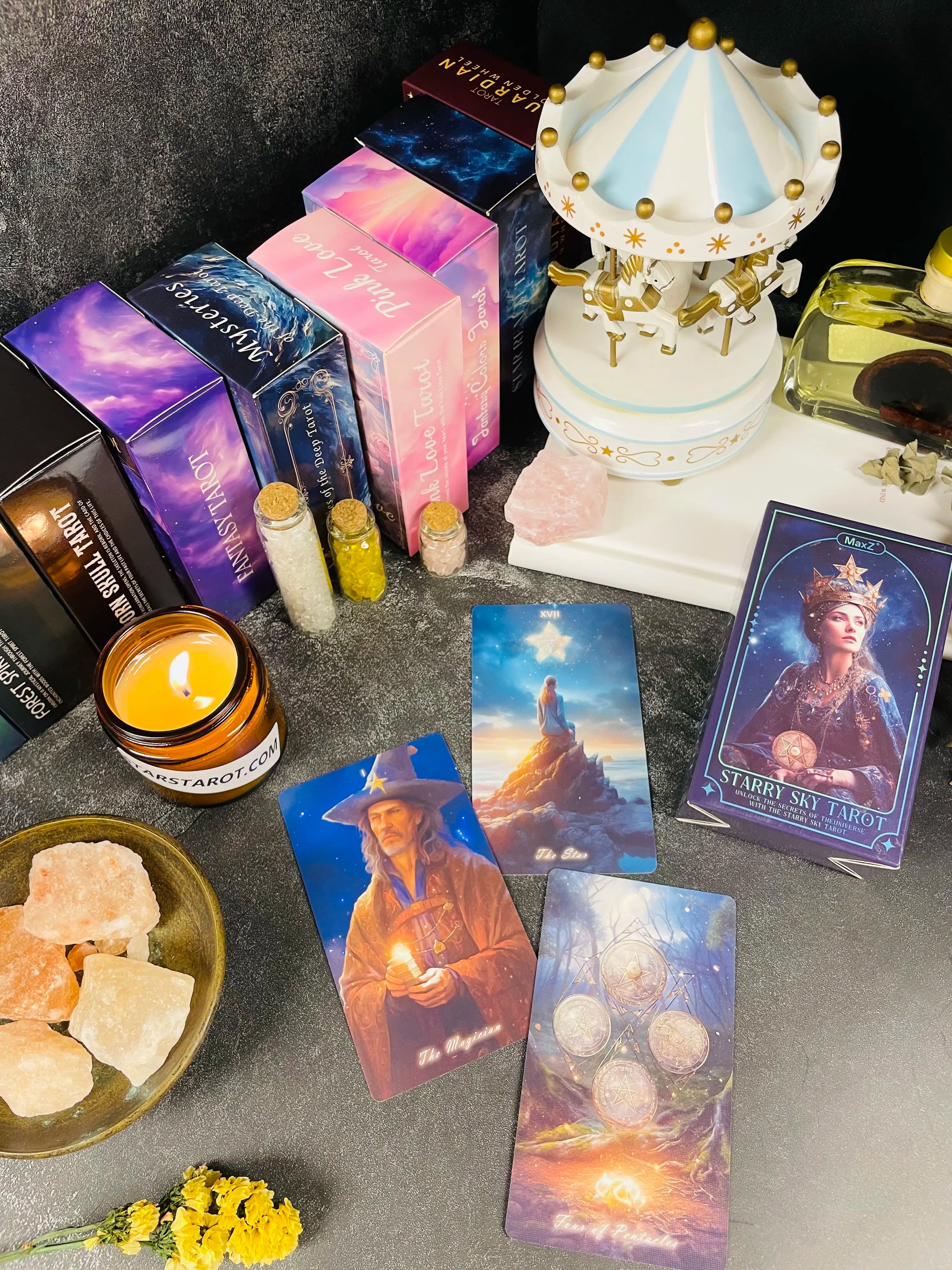 2025 Nuovo Cielo Stellato Tarocchi Carte Originale 12x7 cm Universo Cosmico Oracle Deck Rider Waite Divinazione Profezia Gioco Da Tavolo Magico