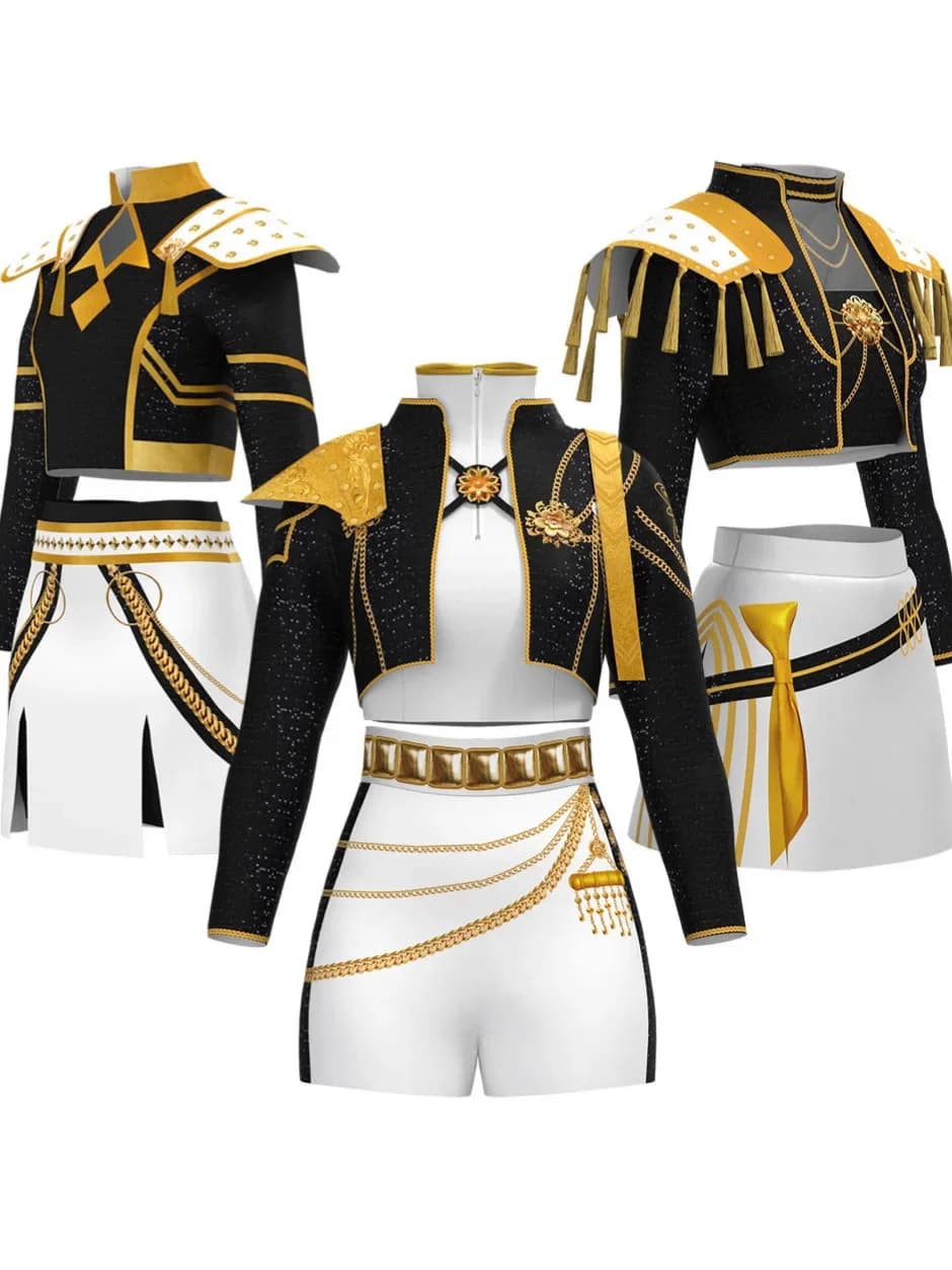 Girls Rumi Zoey Mira Cosplay KPop Demon Hunters Costume Cosplay Kids Black Dress Golden Halloween Huntrix Role Game Outfit