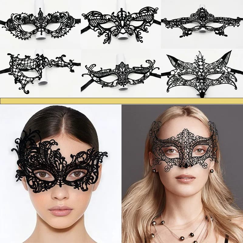 Maschera Sexy in Pizzo Traforato per Donne, per Carnevale, Halloween, Feste, Maschere per Cosplay a Mezza Faccia, Accessori per Feste Danzanti