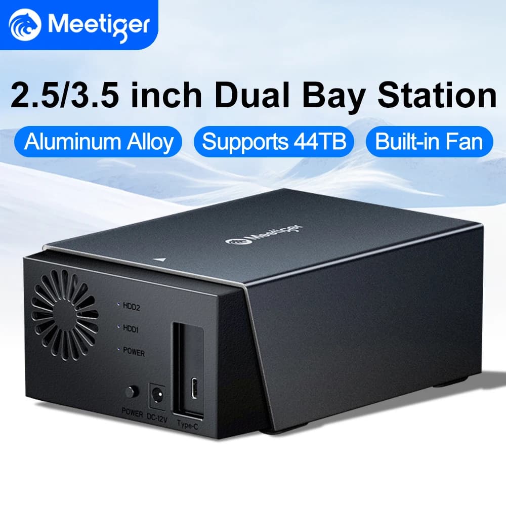 Meetiger Storage Box Docking station per HDD da 2,5/3,5 pollici Docking station per disco rigido SATA a tipo C per custodia per disco rigido esterno