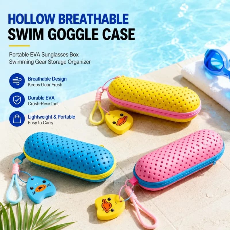 Scatola portaocchiali traspirante e cava, custodia portatile ed elegante in EVA per occhiali da sole, occhiali da vista, attrezzatura da nuoto, leggera e antiurto