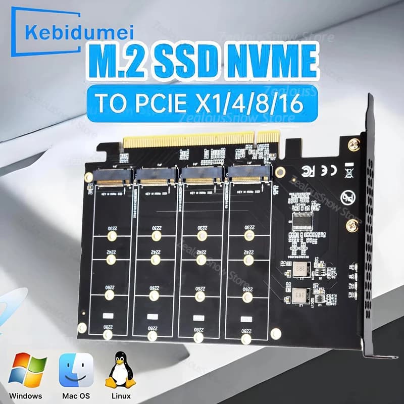 Adattatore M.2 PCIE 4.0 per NVMe SSD a PCIe 4.0/3.0 X1 X4 X8 X16 Interfaccia per PC Supporta disco rigido SSD 2230 2242 2260 2280 M2