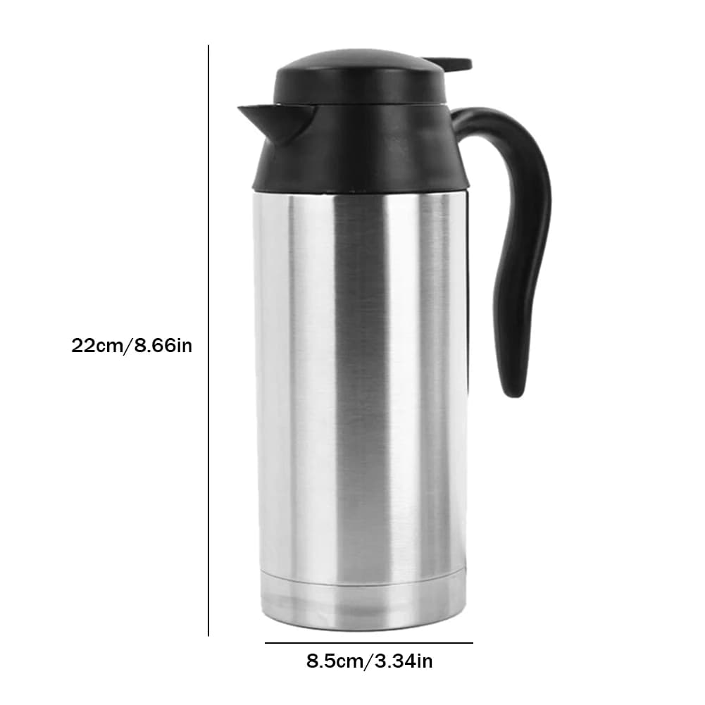 12/24V Car Electric Kettle Stainless Steel 750ml Kettle Pot Heated Automatic Shut Off Heating Travel Cup Kettle Quick Boiling