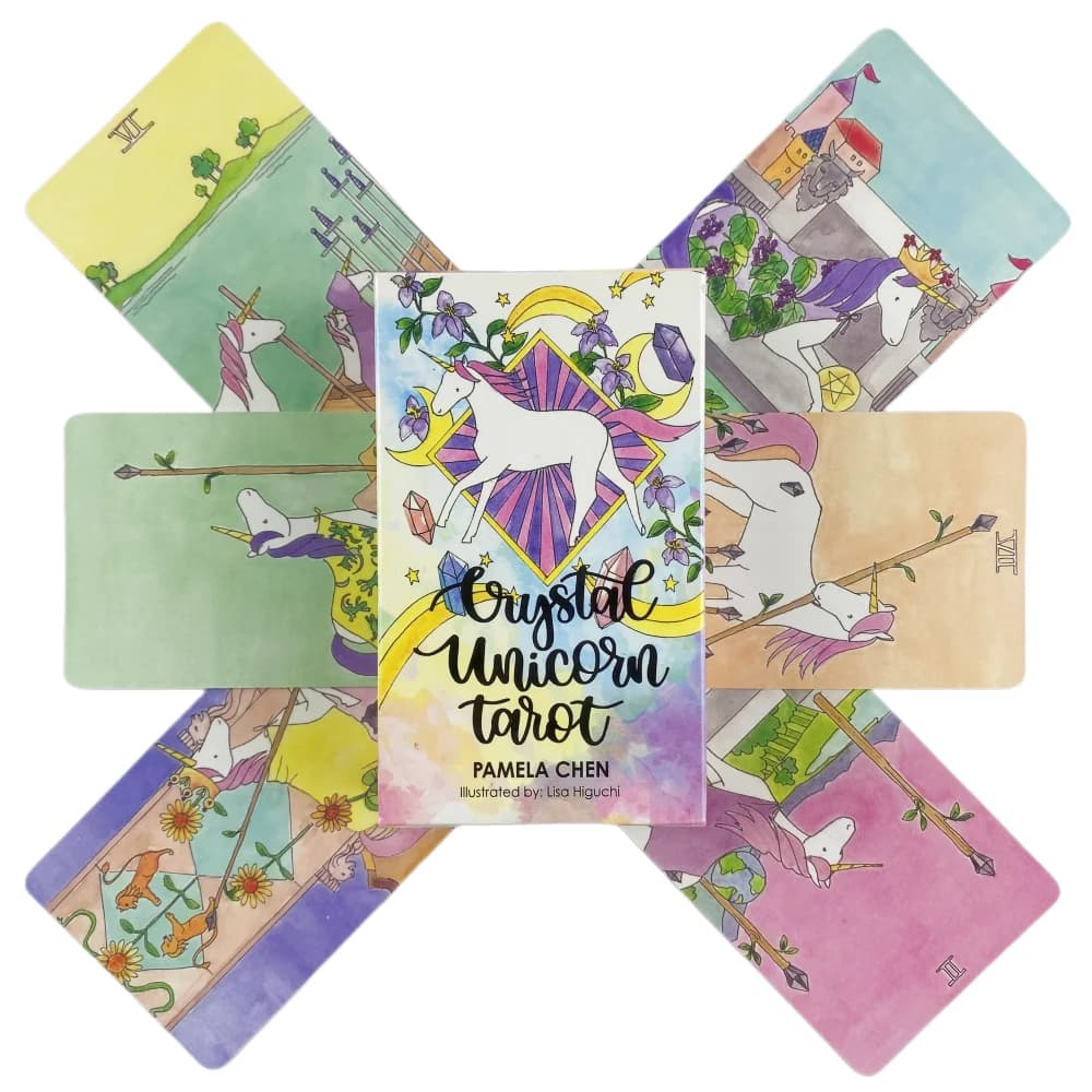 Carte dei Tarocchi Crystal Unicorn: Gioco di Divinazione e Oracolo, Edizione Visions, Mazzo di Carte con Messaggi
