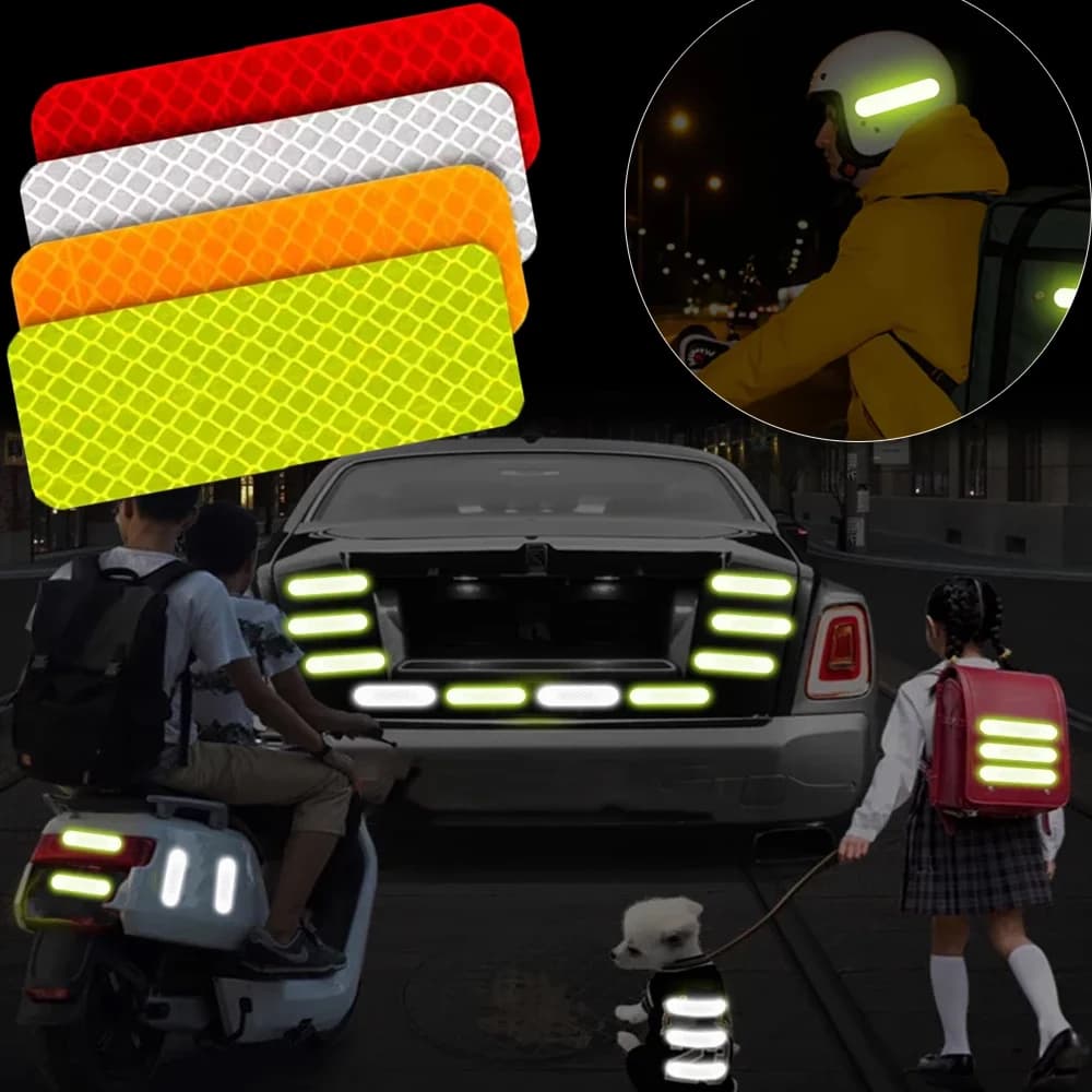 10 pieces strong reflective reflector stickers for cars for motorcycle helmets bike ride night/walked reflective warning tape