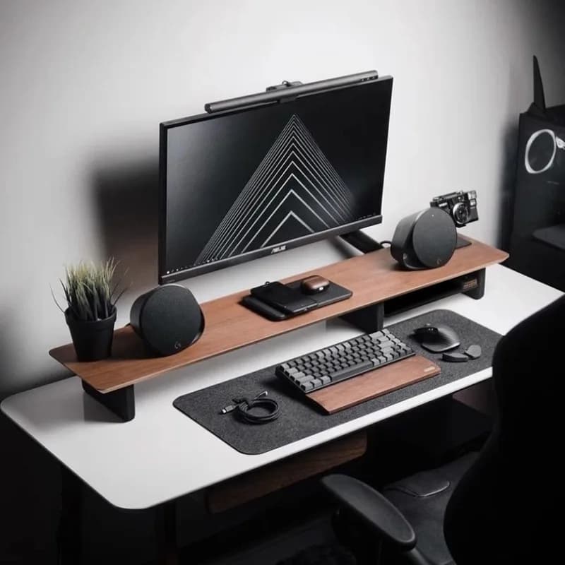 Supporto per Monitor Z1 con Rialzo, Configurazione Scrivania di Lusso per Ufficio, Supporto per Schermo in Legno con Scomparti per Sala E-sports
