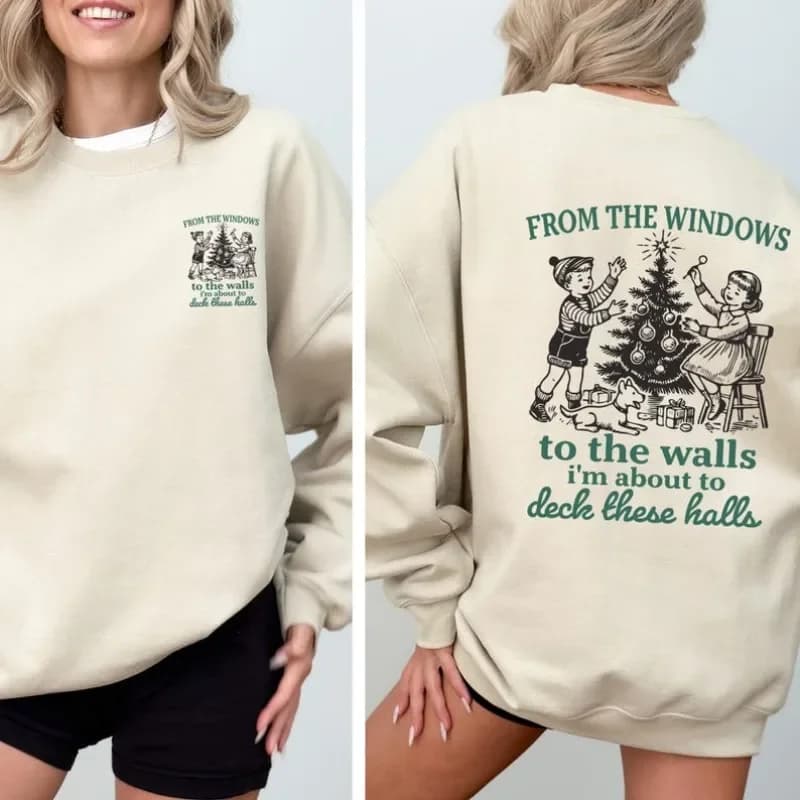 Abbigliamento invernale Abbigliamento donna Felpa con cappuccio natalizia Due lati Modello divertente Maglione Camicia termica Abiti promozionali Maglione