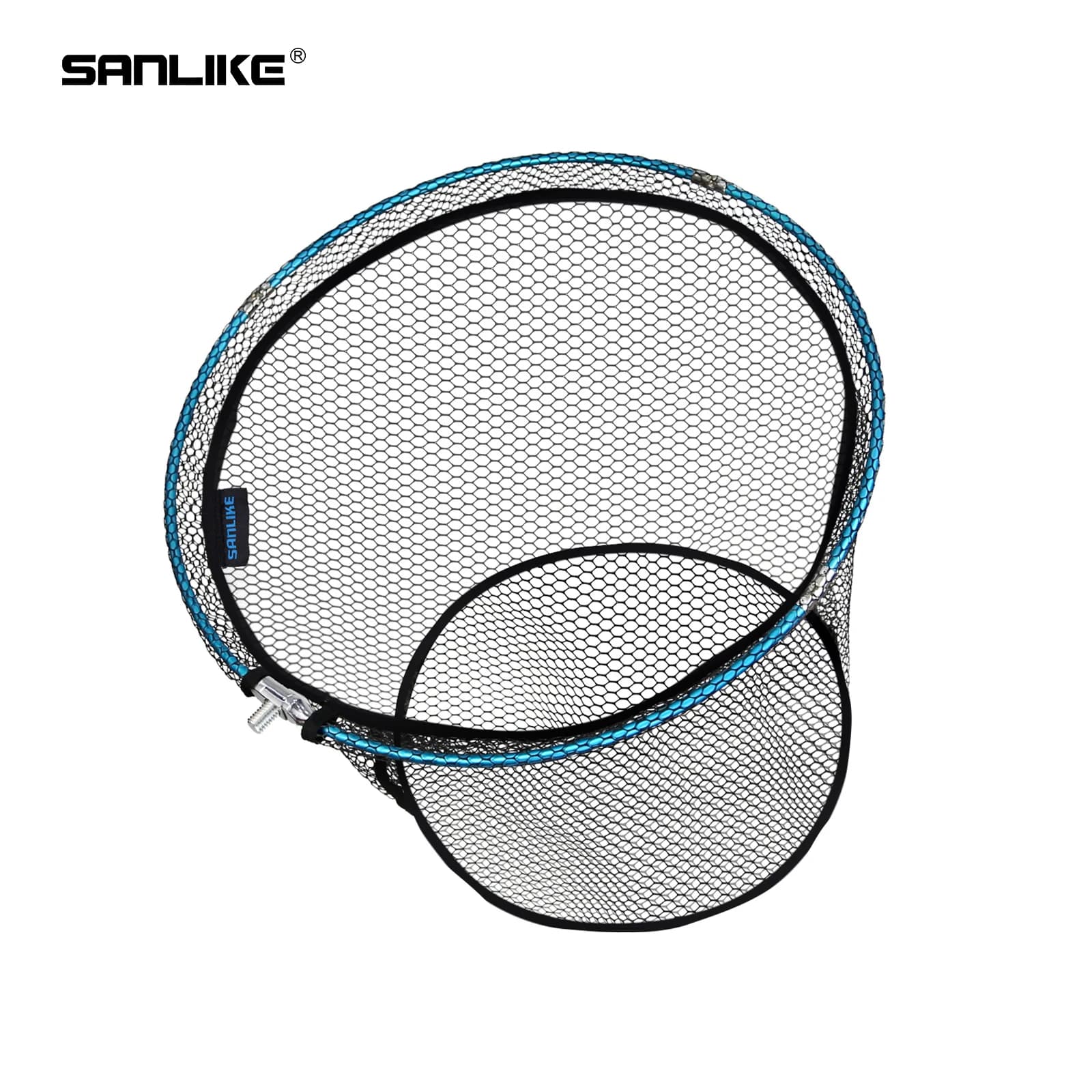 SANLIKE Rete da pesca Pieghevole rivestita in nero Dip Mesh Maniglia portatile Guadino Telaio in alluminio Attrezzatura da pesca