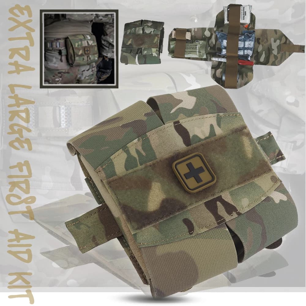 Custodia tattica per kit trauma MOLLE Borsa di pronto soccorso compatta a distribuzione rapida Marsupio portatile medico softair per caccia in campeggio