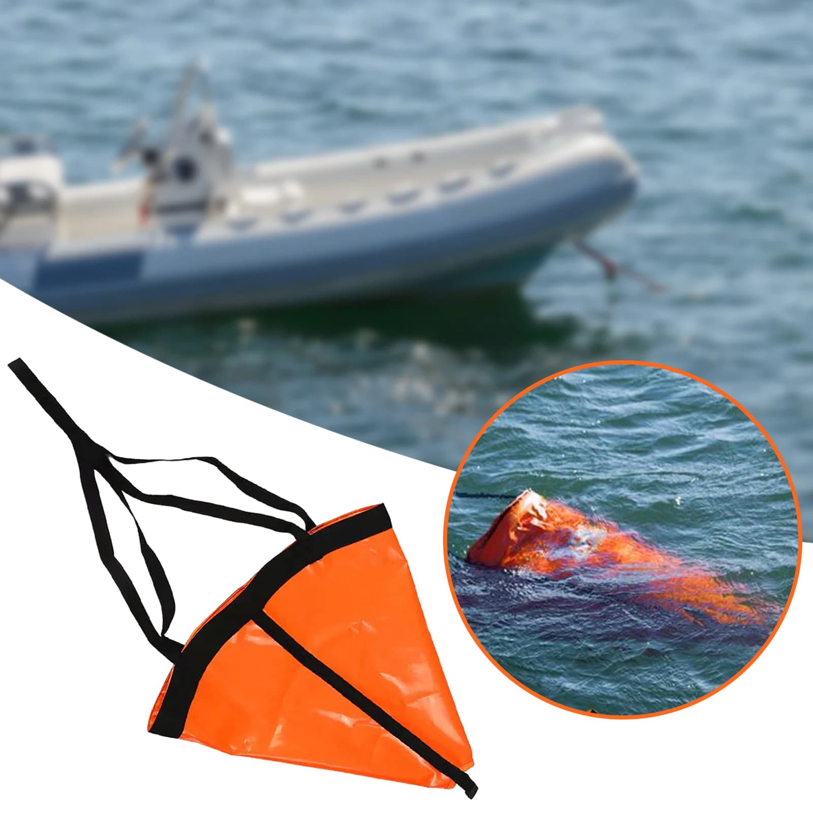 Boa di ancoraggio Sea Drogue PVC Sea Anchor Drogue Freno alla deriva Tuta Fising Accessori per gommone per kayak Canoa Barca Yacht