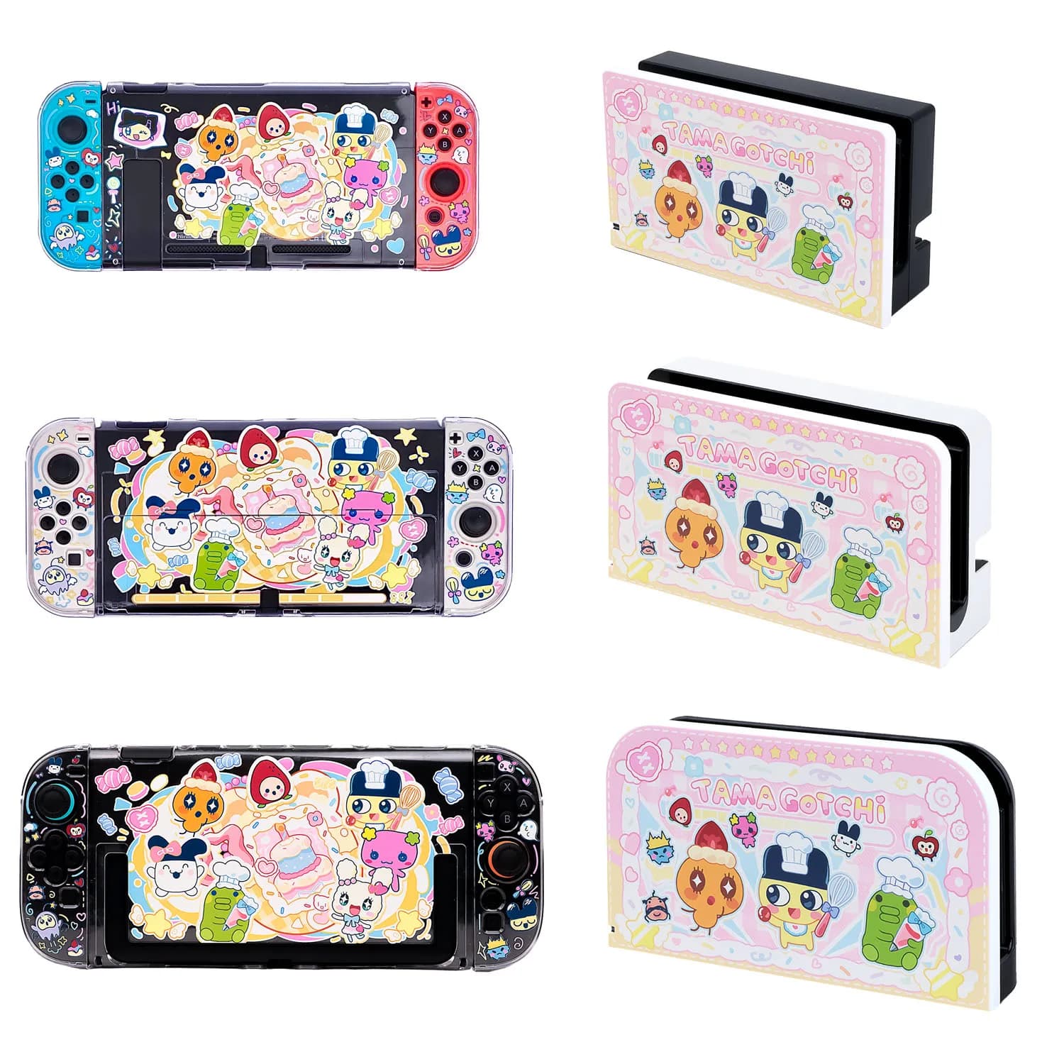 Custodia trasparente ispirata a Tamagotchi compatibile con Nintendo Switch / OLED / Switch 2 - Guscio protettivo trasparente staccabile