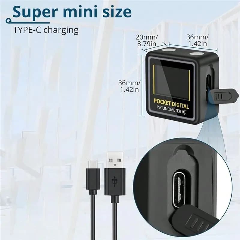 Mini Digital Angel Finder Rechargeble Level Box Protractor With Magnetic Based Backlight For Woodworking Building
