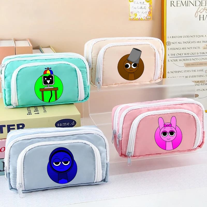 Sprunki Pencil Case Kids Kawaii Stationery Bags Student Back To School Supplies Children Storage Large Capacity Pen Pouch Gift