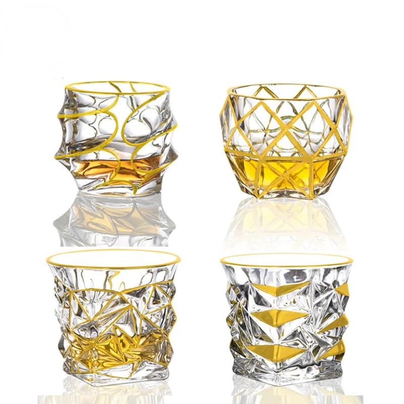 Tazza di cristallo, oro dipinto, tazza di whisky, tazza di vino straniero, tazza Phnom Penh, tazza di vino bianco, tazza di vino bianco, tazza di succo,