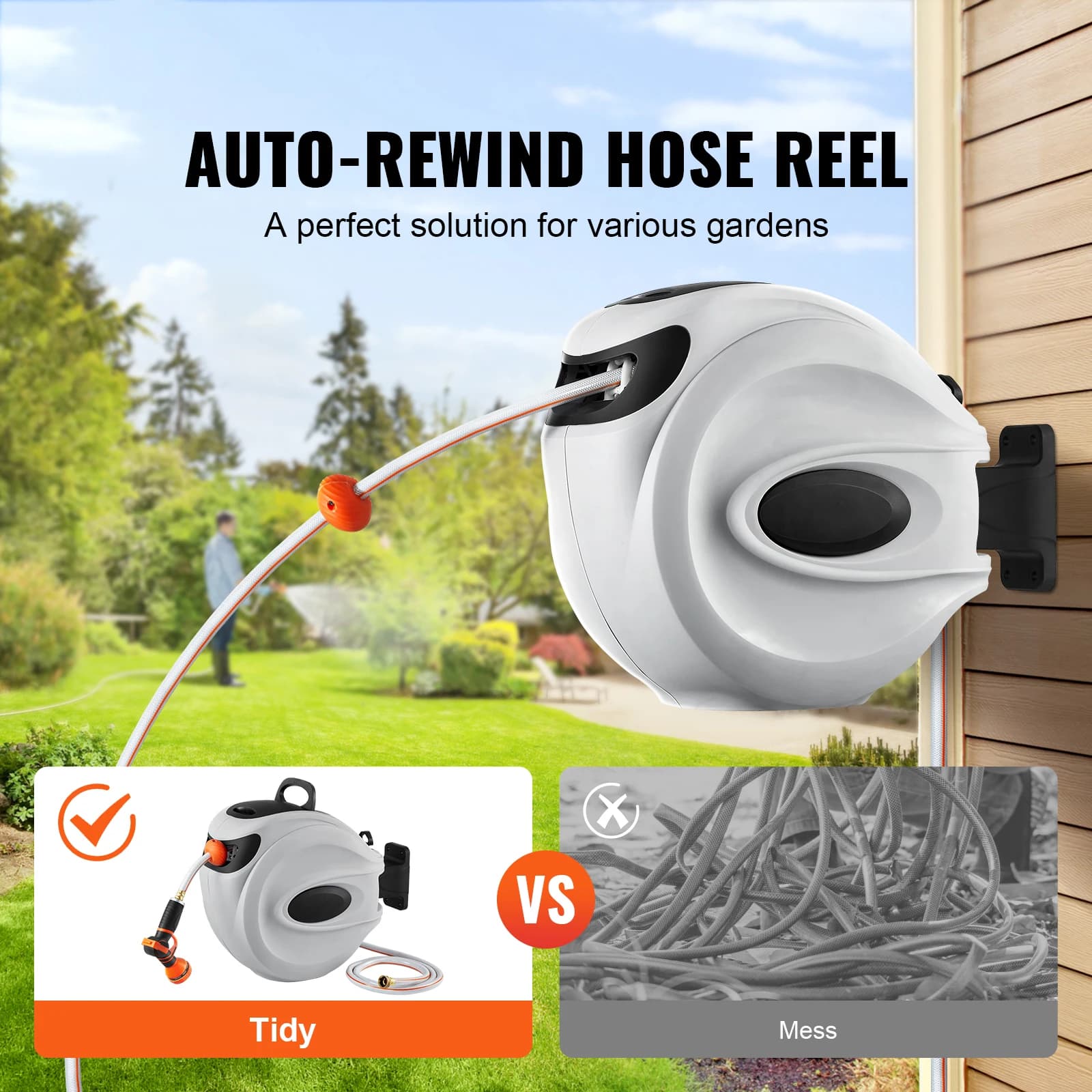 180 ° Swivel bracket Wrap for wall garden water with 9 models nozzle Automatic winding