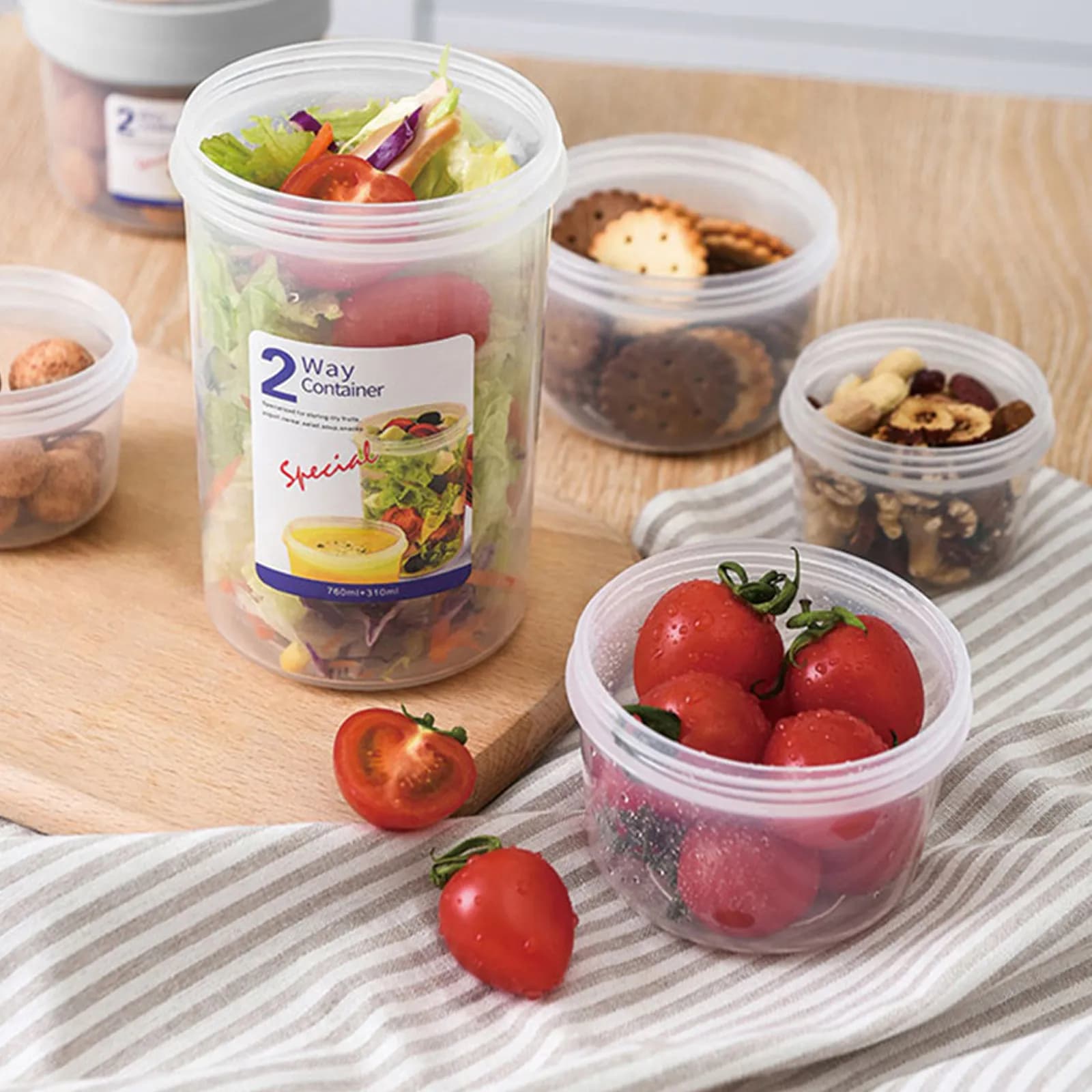 Contenitore per Alimenti a Doppio Strato da 310/360ml, Portatile e a Prova di Perdite, per Scuola e Ufficio