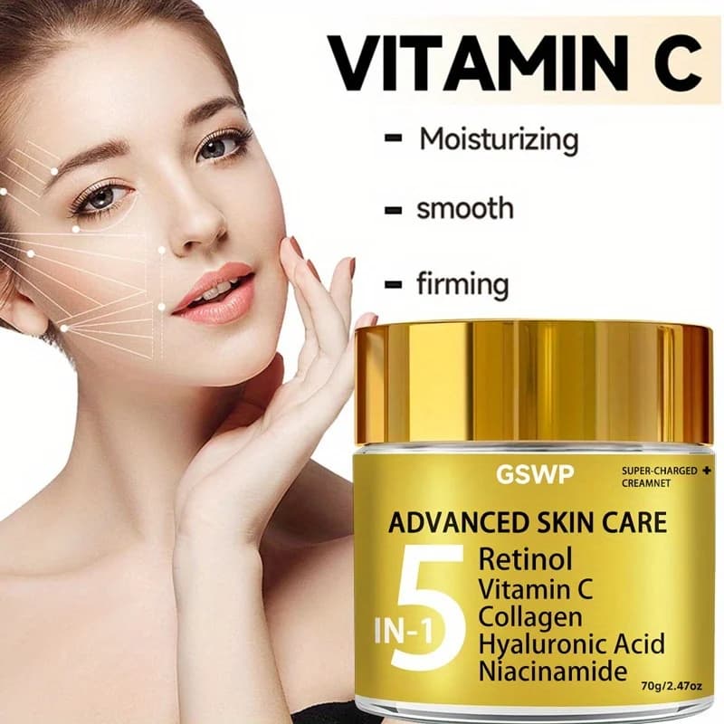 Crema viso GWSP 5-IN-1, contenente acido ialuronico, retinolo, vitamina C, rinfrescante e non grassa. 70g/140g