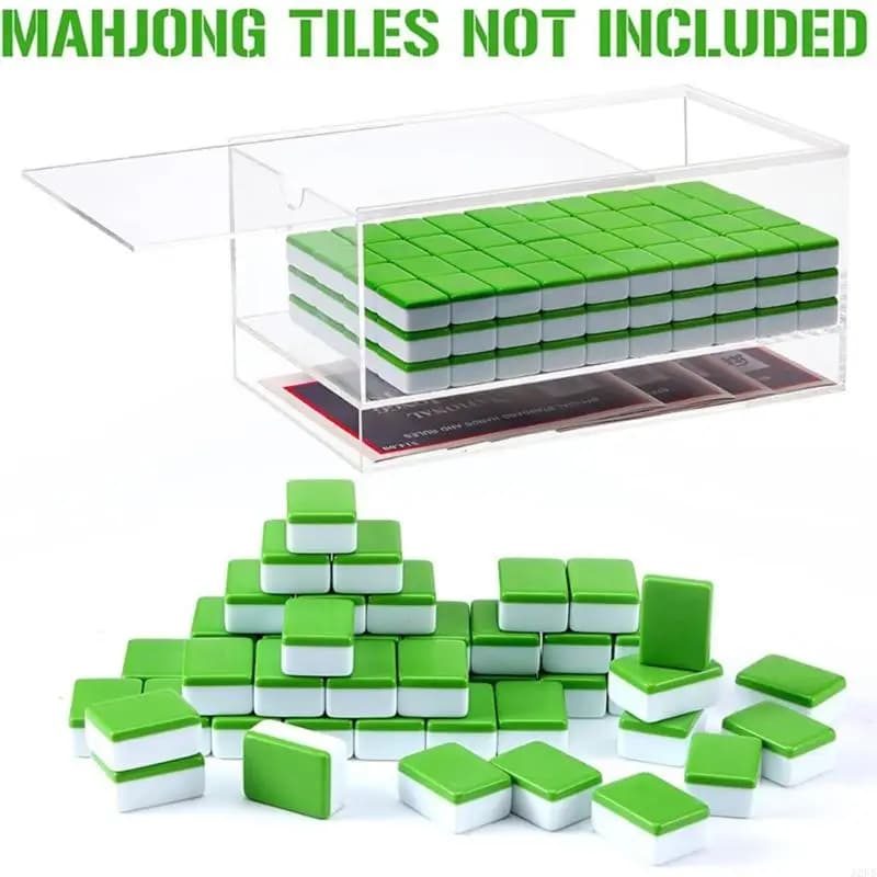 Scatola porta carte Mahjong in acrilico trasparente con copertura antipolvere per display e protezioni per piastrelle Mahjong