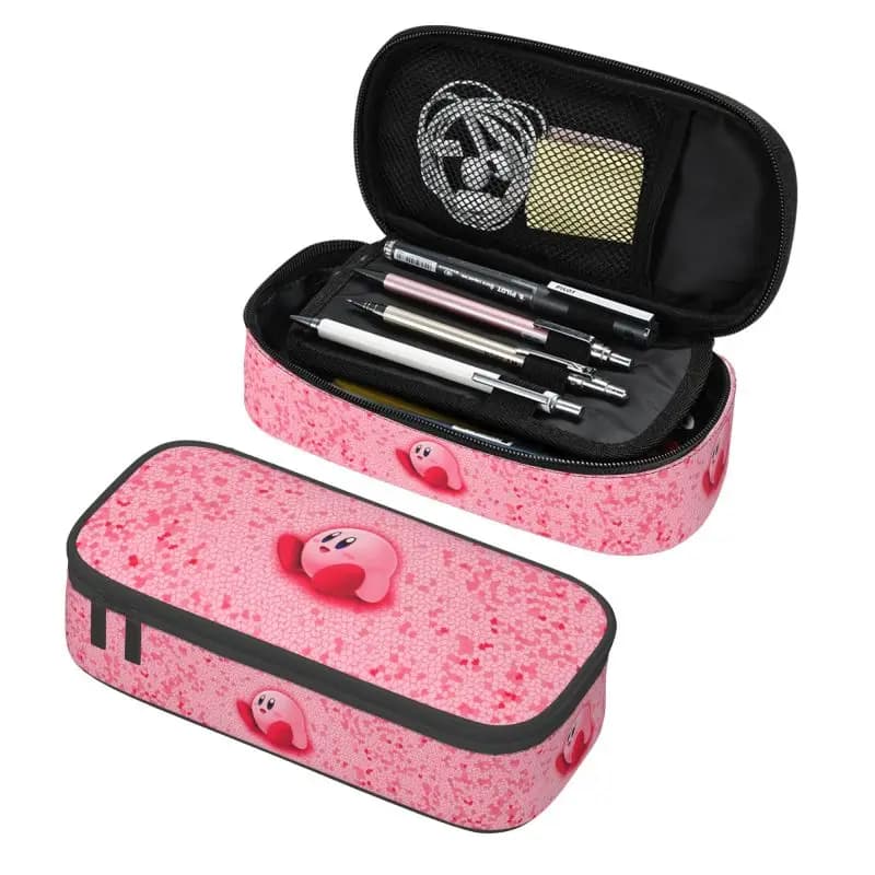 Astuccio per matite con simpatici personaggi dei cartoni animati di Kirby per ragazze e ragazzi, personalizzabile, grande, porta penne, borsa per materiale scolastico