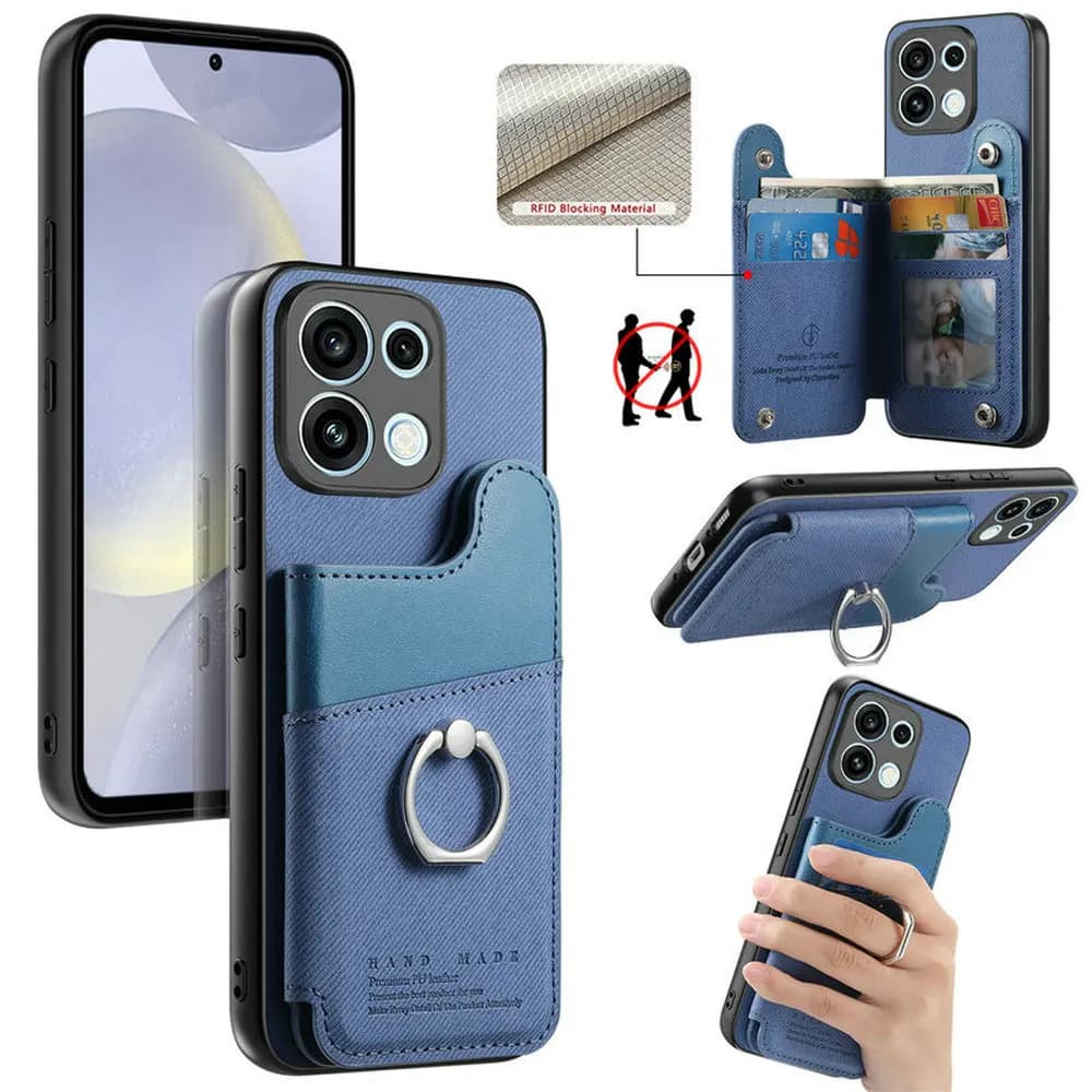 Reno13 14 15 FS 5G Luxury Case RFID Leather Wallet Funda For OPPO Reno 16 Pro Back Ring Stand Cover Reno 13F 13A 14F 15F Etui