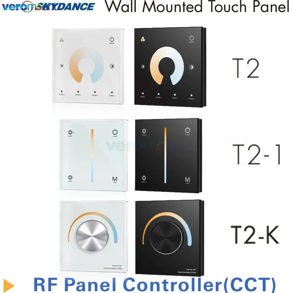 Skydance CCT Controller da pannello Manopola rotante montata a parete Pannello touch Temperatura colore T2 T2-1 per DC 12V 24V Doppia striscia LED bianca