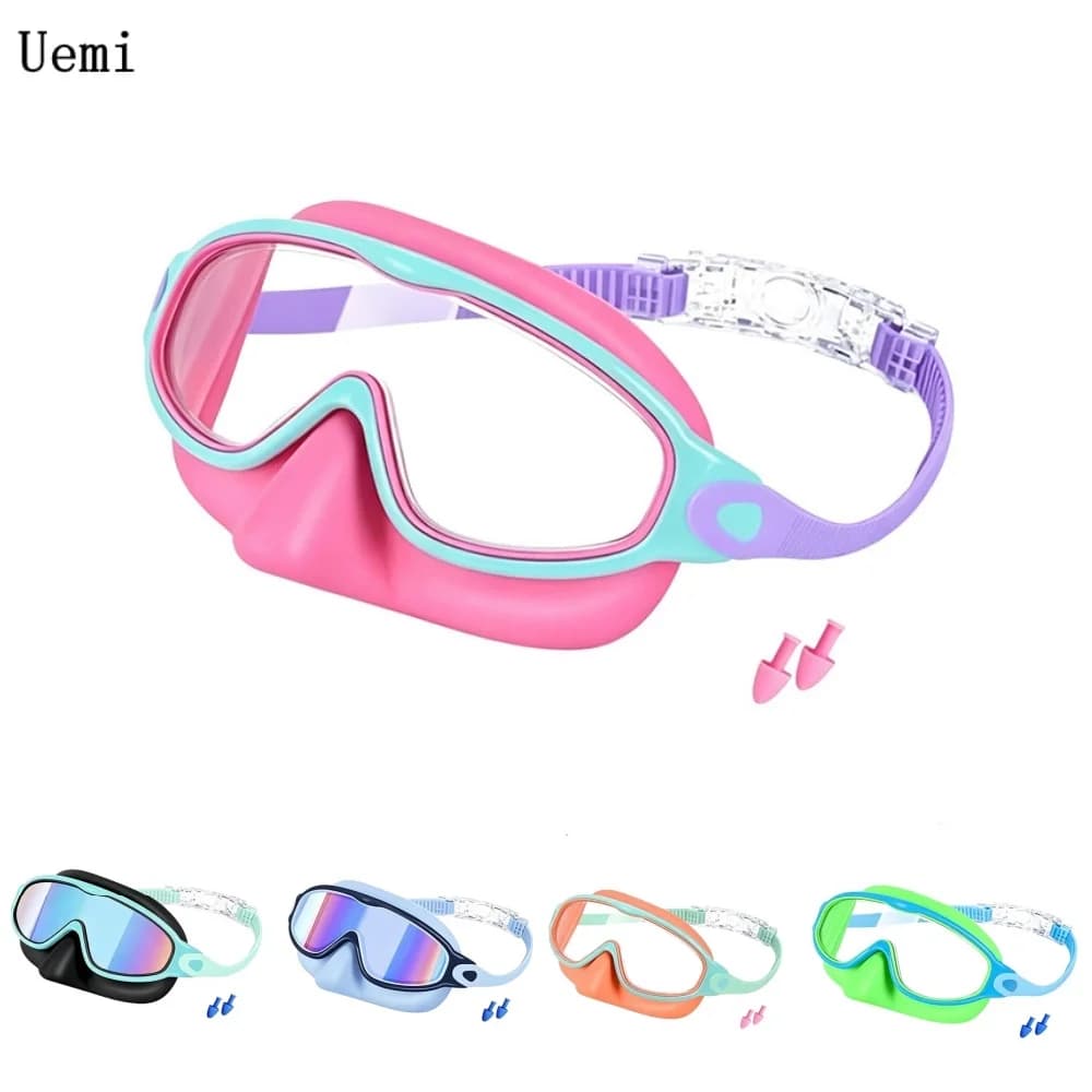 Kids Swimming Goggles with Nose Cover Anti-Fog UV Protection for Youth 3-15 Years Old Comfortable Fit Swimming Equipment