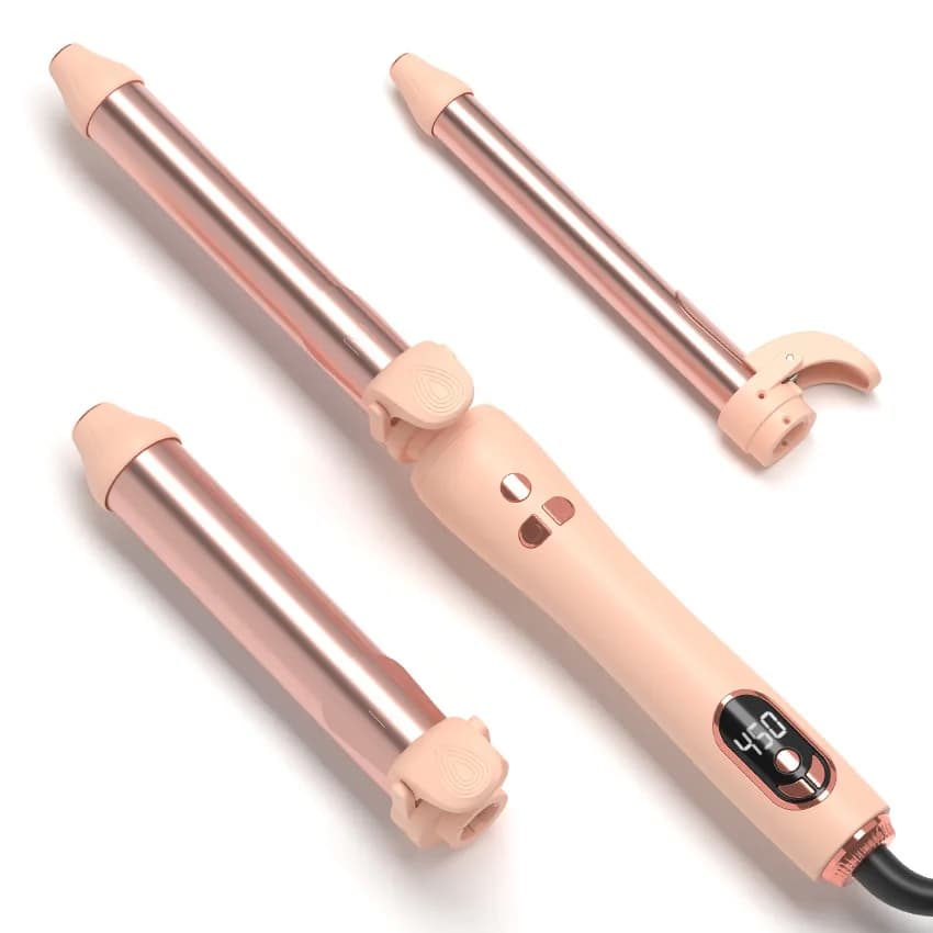 Ferro Arricciacapelli 3-in-1 con 8 Livelli di Calore Regolabili, Rivestimento in Ceramica, LCD e 3 Accessori per Uso Domestico e Professionale