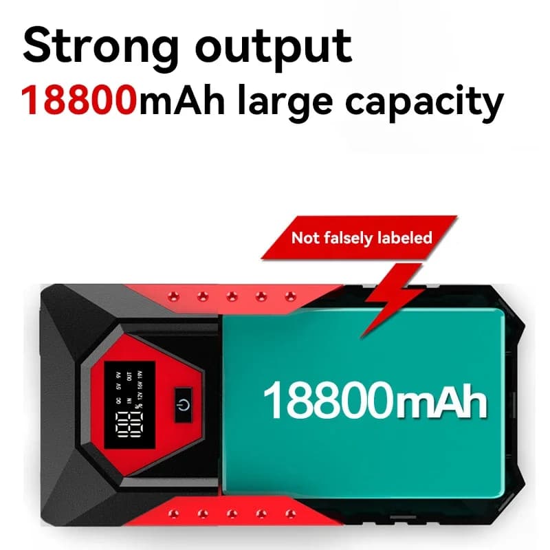 Avviatore di emergenza per auto Smart 1200A 12V - Accumulatori e booster di emergenza portatili da 18800 mAh per tutti i veicoli a benzina e diesel
