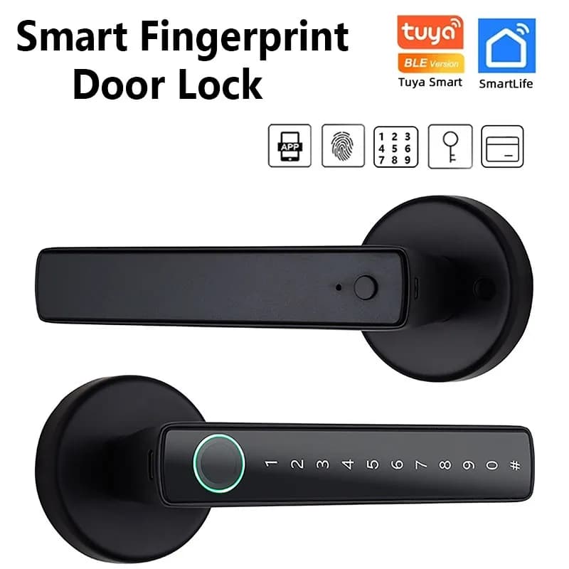 Serratura Intelligente Bluetooth Tuya con Impronta Digitale, Serratura Elettronica Digitale con Password/Chiave/Scheda IC/Sblocco tramite App Smartlife/Tuya