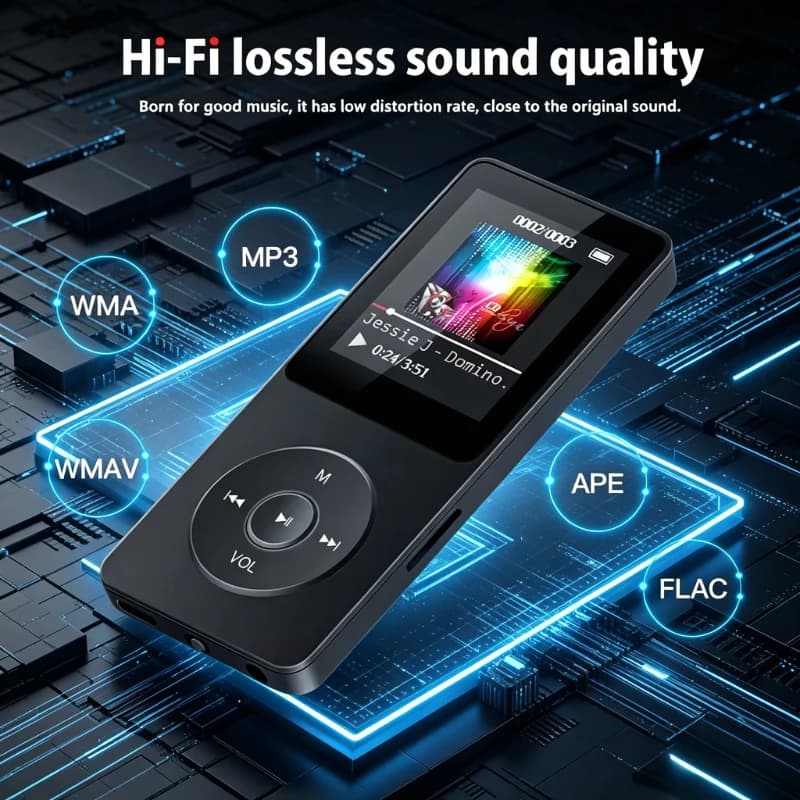 Lettore MP3 con altoparlante integrato Lettore musicale portatile Compatibile con Bluetooth 5.0 Lettore musicale stereo Supporto per radio FM Registrazione e-book