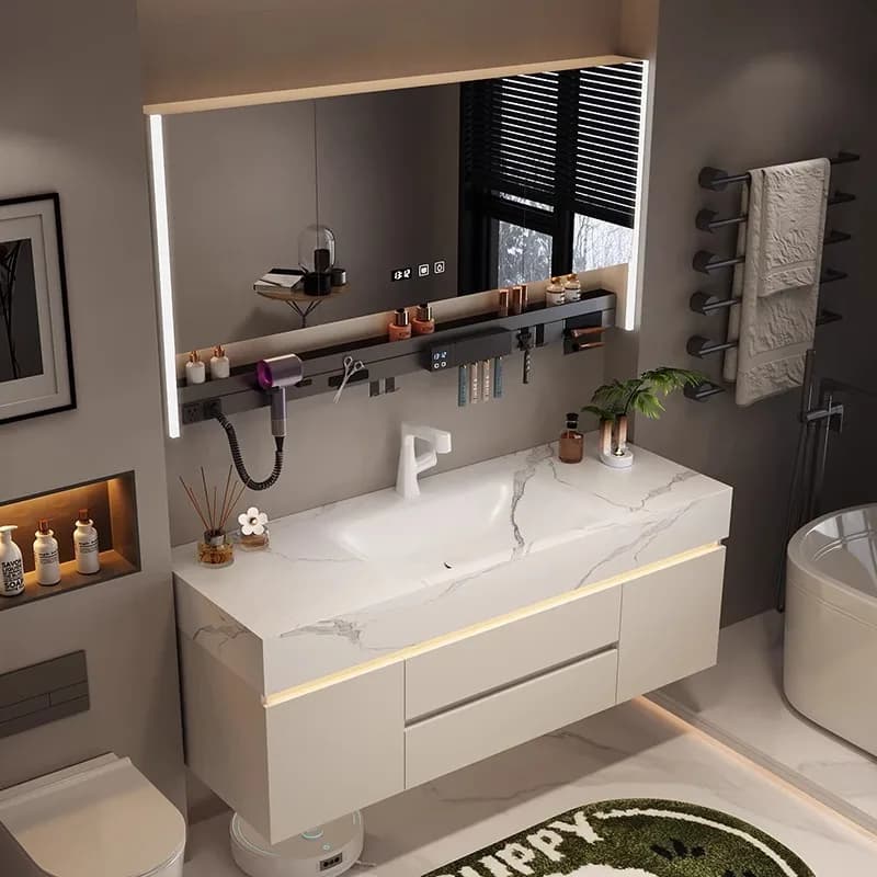 Armadi da bagno con lavabo integrato di fascia alta Lavare riporre gli armadietti da bagno per la casa dell'hotel Mobili per illuminazione a specchio Kast JTB