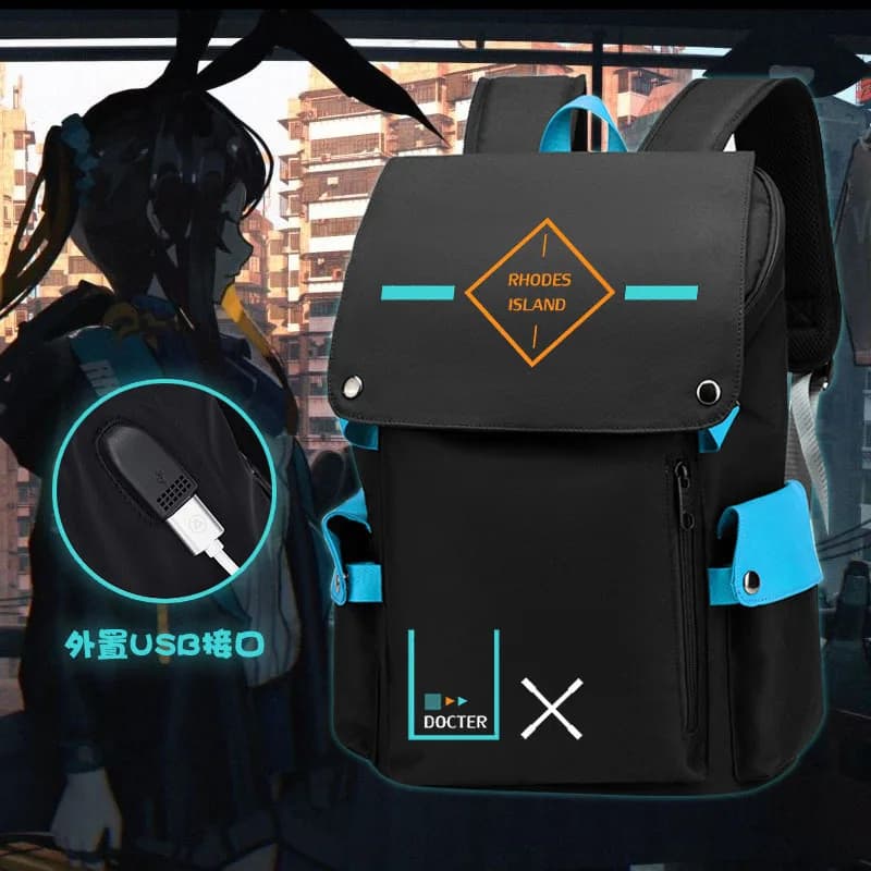 Game cos Arknights Amiya Backpack Cosplay Rhodes Student Schoolbags Travel Bags Oxford Bags