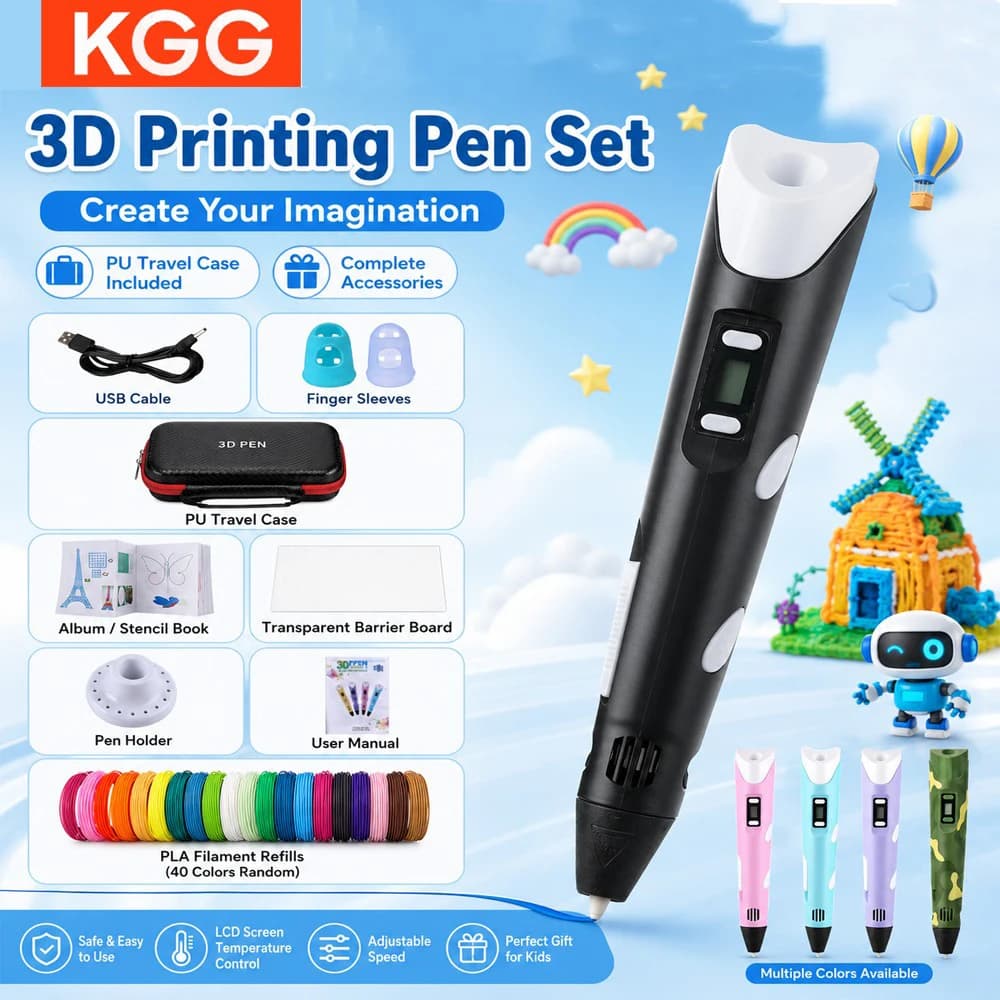 3D Printing Pen PLA Filament Drawing With LCD Screen Compatible Pen Safe DIY Art Painting Tool for Children Birthday Gift Kids