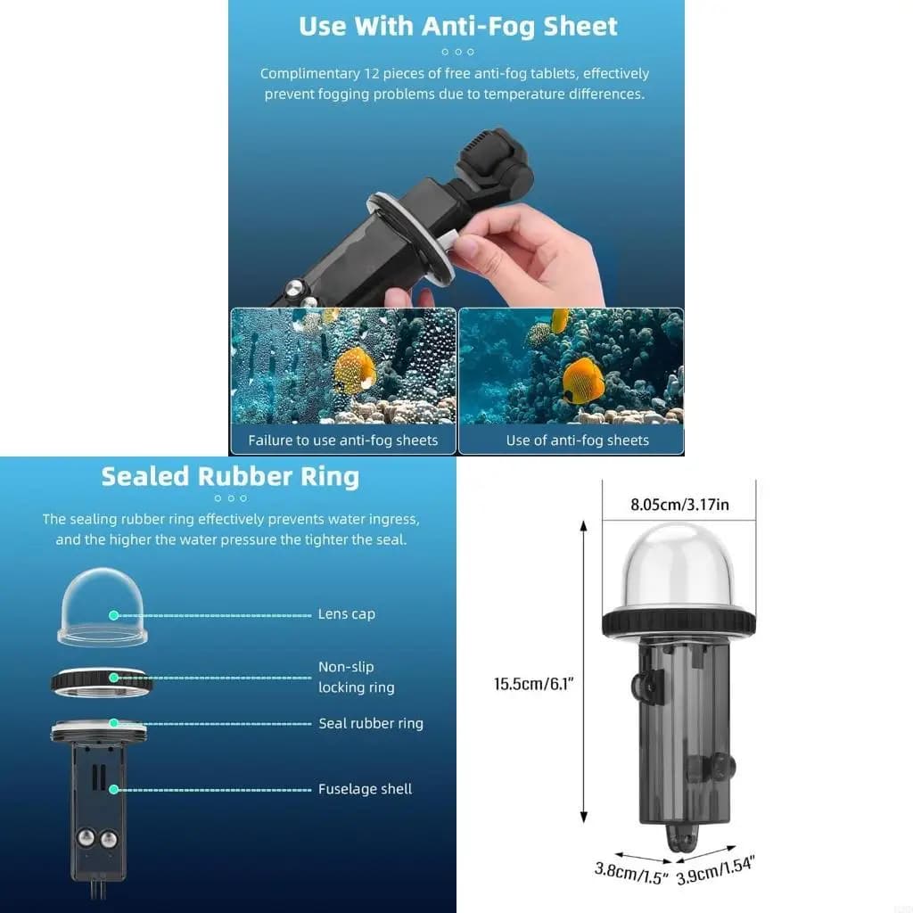 J1HD Waterproof Case Water Diving Cover for Pocket 3 Action Camera Protector
