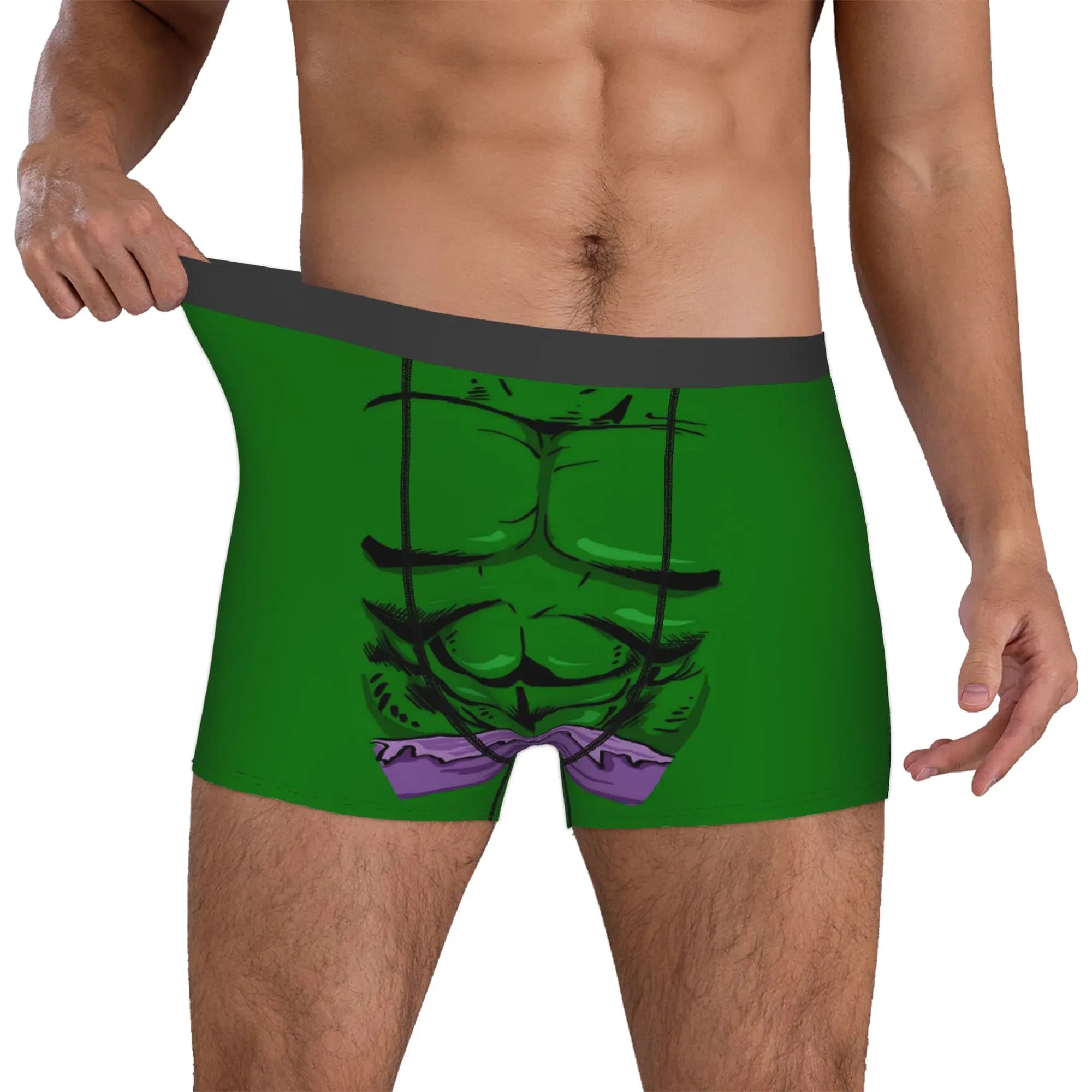 Pantaloncini boxer personalizzati H-Hulks per uomo, mutande con stampa 3D verde, slip traspiranti