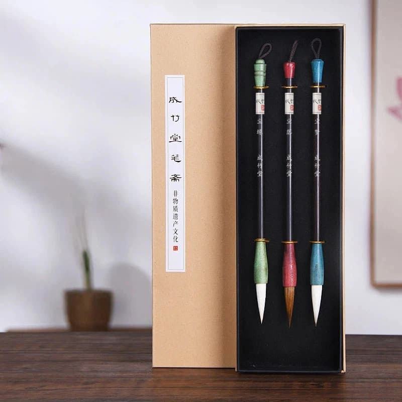 Professional Mixed Weasel Goat Hair Calligraphy Brush Set for Chinese Painting Regular Sc Beginners Students Adults Gift Box Set
