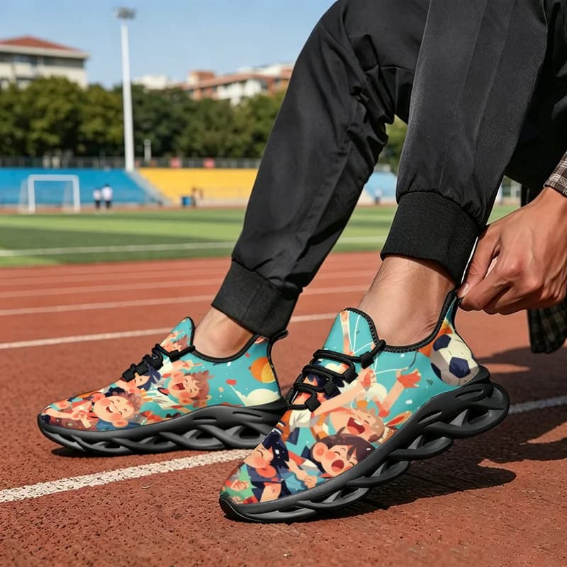Ladies Men's multi-color anime character sneakers - Lightweight cushioned sole low-top lace-up running shoes，Suitable for athlet