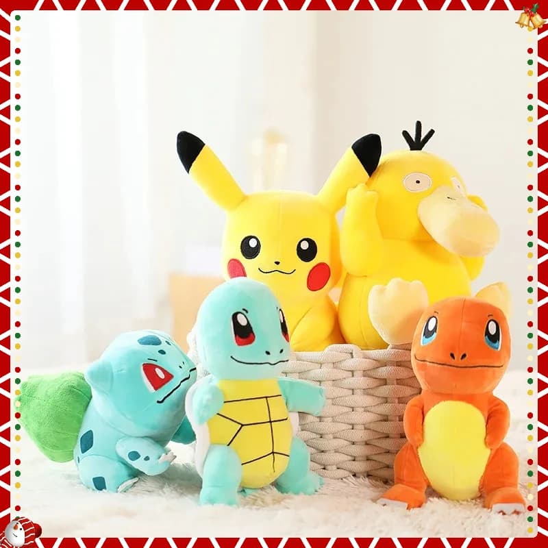 @ Pokemon Roba Giocattoli di peluche Kawaii Pikachu Pichu Charmander Squirtle Psyduck Anime Bambole morbide Bambola Bambini Compleanno Regalo di Natale