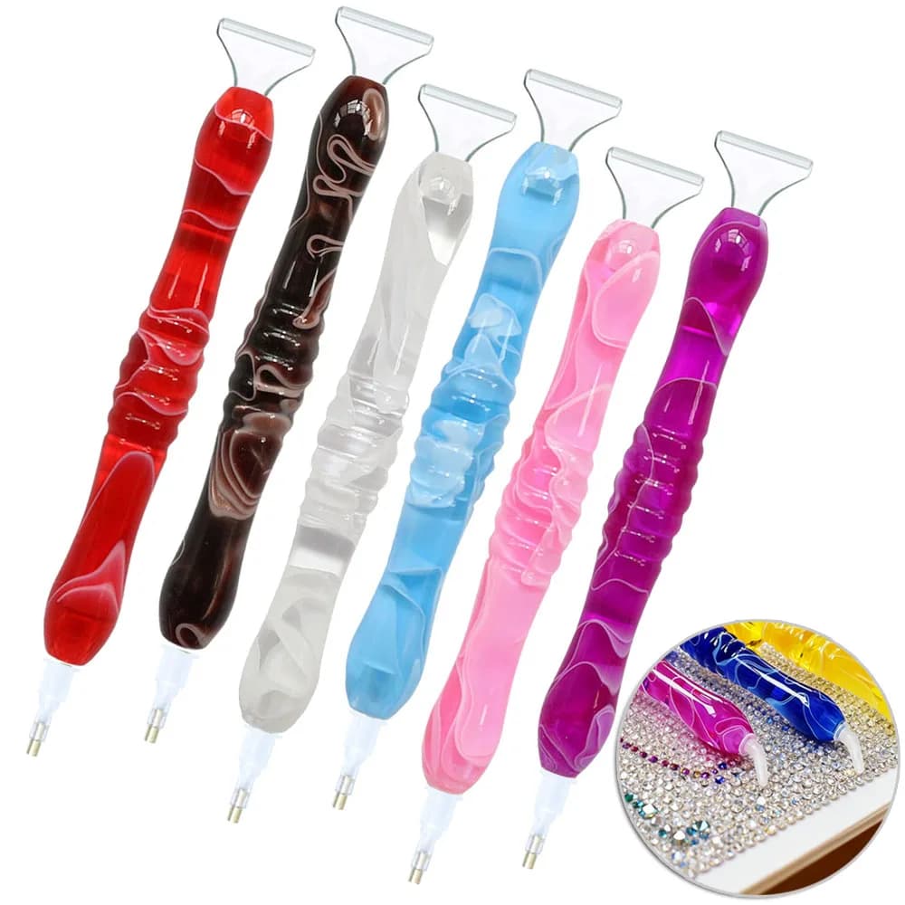 Penna per pittura diamante in resina 5D con 6 teste di penna di ricambio in plastica Penne per trapano a punta Pittura diamante artigianale fai da te